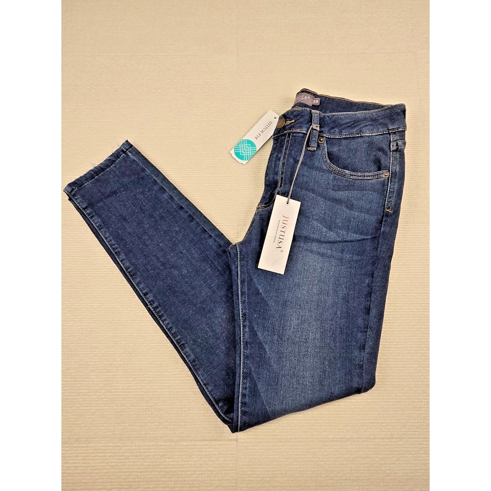 NEW Just USA Women's Blue Mid Rise Dark Denim Skinny Jeans Sz‎ 29